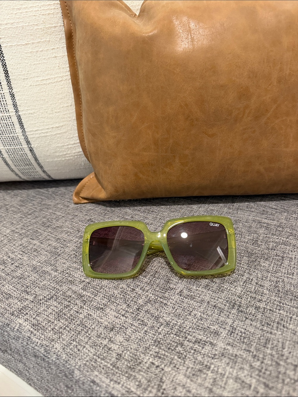 Quay Australia Translucent Lime Square Sunglasses